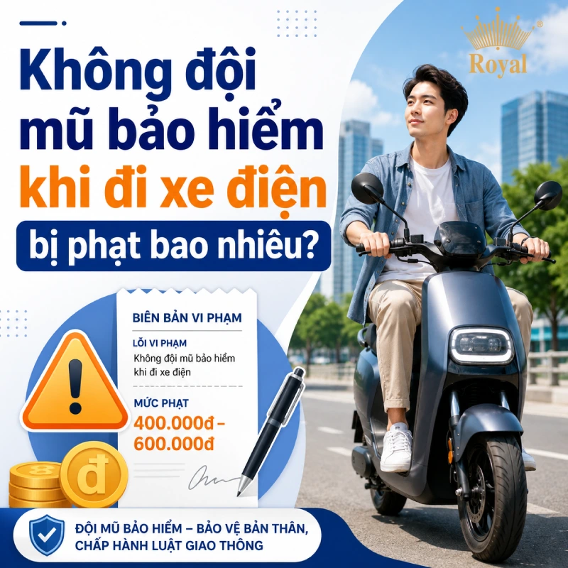 Không đội mũ bảo hiểm khi đi xe điện bị phạt bao nhiêu?