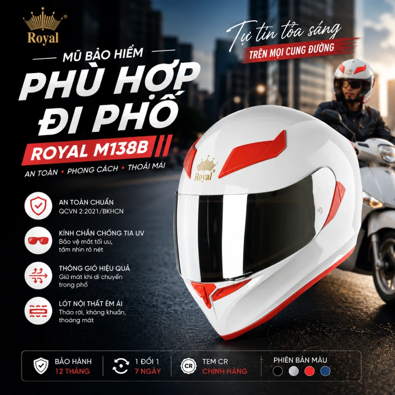 Mũ bảo hiểm đi phố Royal M138B