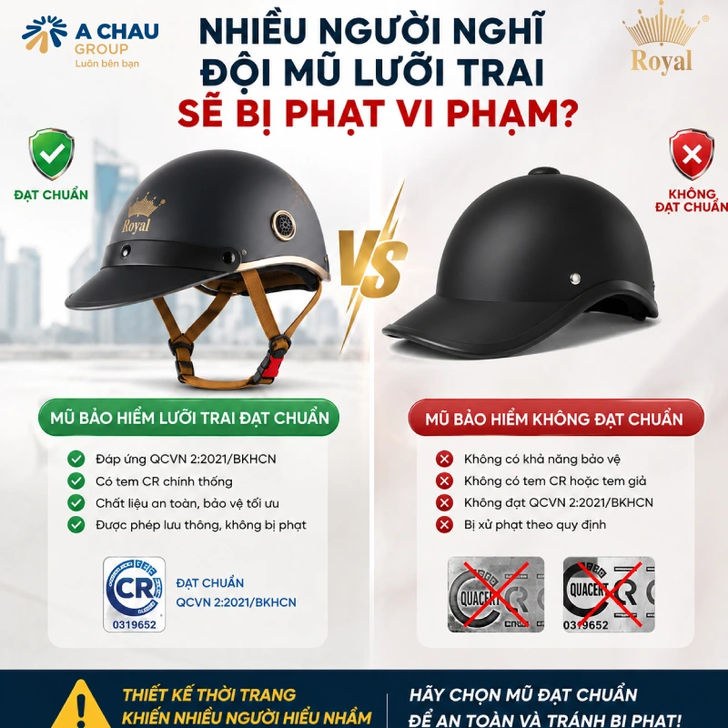 Nhiều người nghĩ đội mũ bảo hiểm lưỡi trai sẽ bị phạt vì thiết kế thời trang