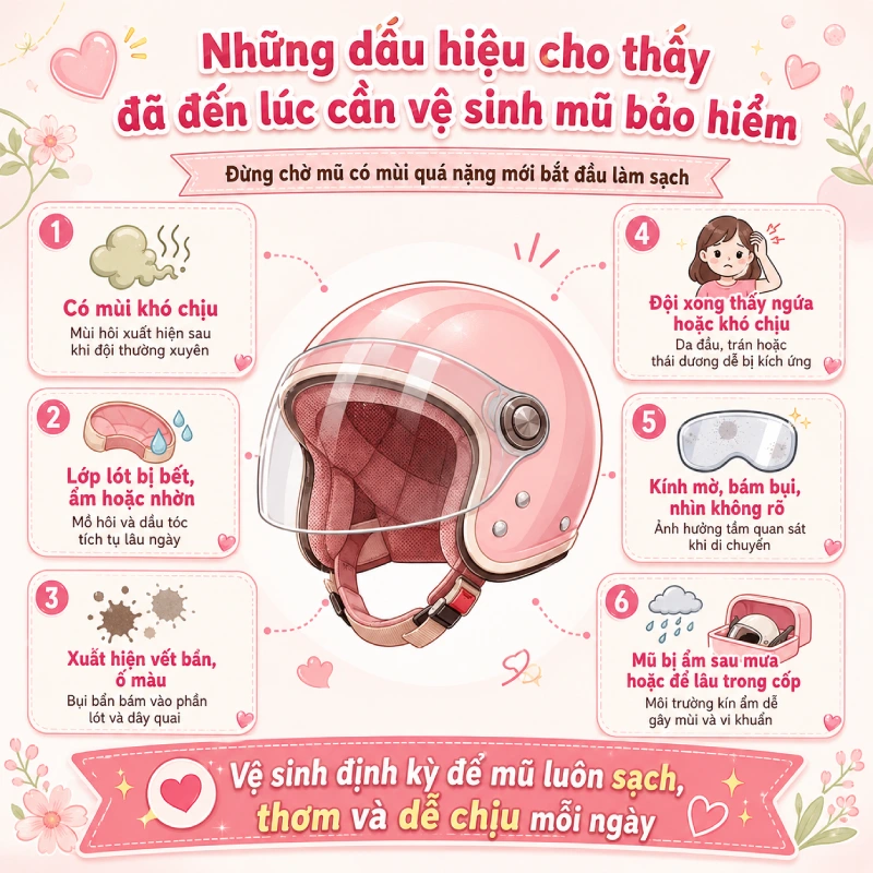 Những dấu hiệu cho thấy đã đến lúc cần vệ sinh mũ bảo hiểm