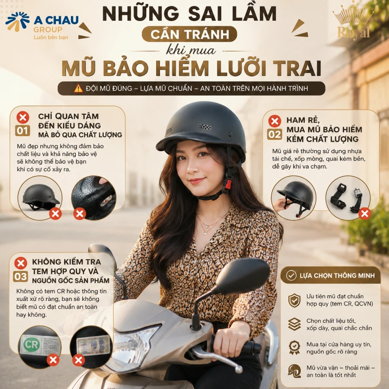 Những sai lầm cần tránh khi mua mũ bảo hiểm lưỡi trai