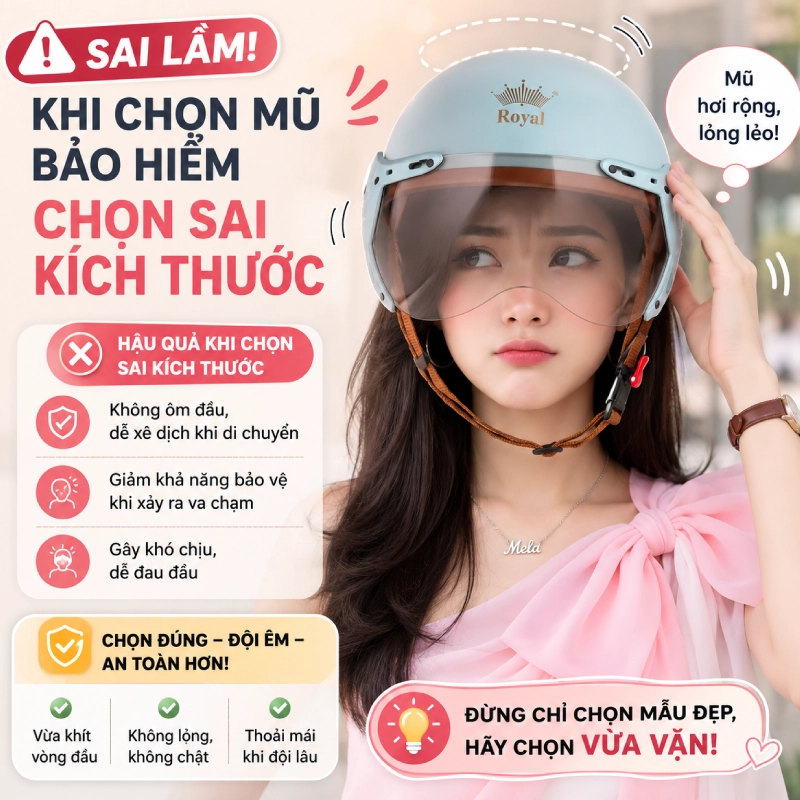 Chọn sai kích thước mũ