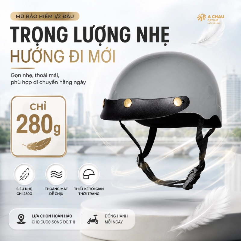 Xu hướng sử dụng mũ bảo hiểm 1/2 là Trọng lượng nhẹ hướng đi mới