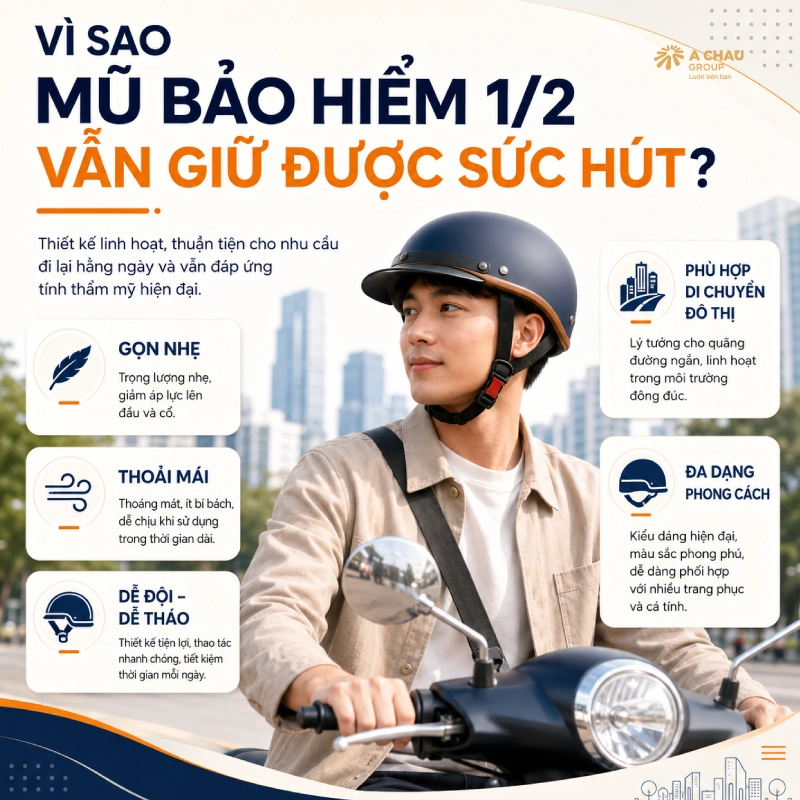Vì sao mũ bảo hiểm 1/2 vẫn giữ được sức hút?