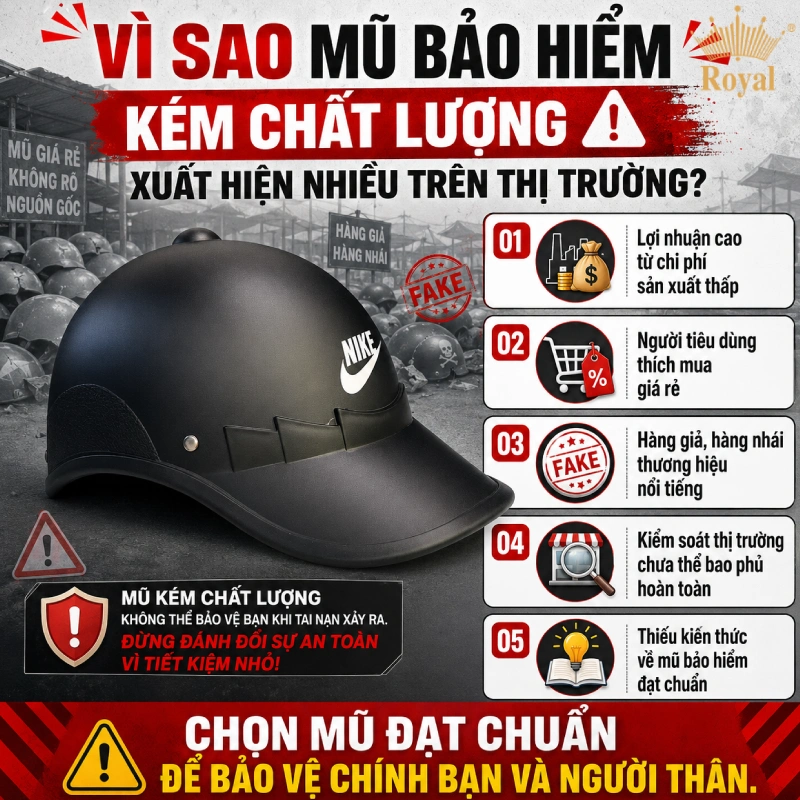 Vì sao mũ bảo hiểm kém chất lượng xuất hiện nhiều trên thị trường?