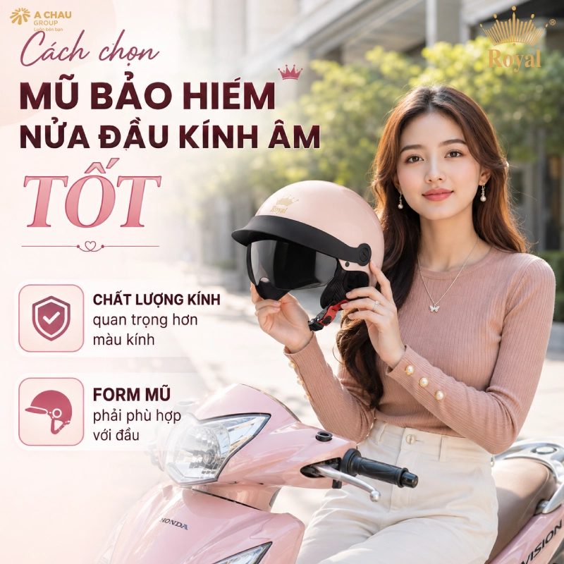 Cách chọn mũ bảo hiểm 1/2 kính âm tốt