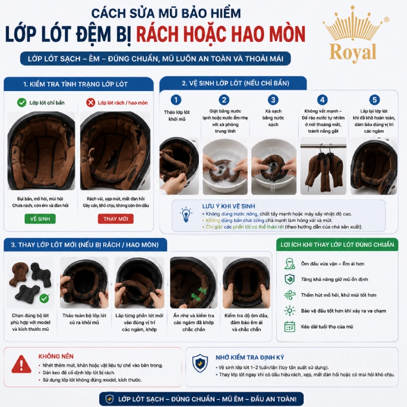 Lớp lót đệm bị rách hoặc hao mòn