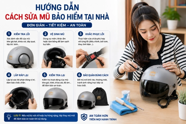 Hướng dẫn cách sừa mũ bảo hiểm tại nhà
