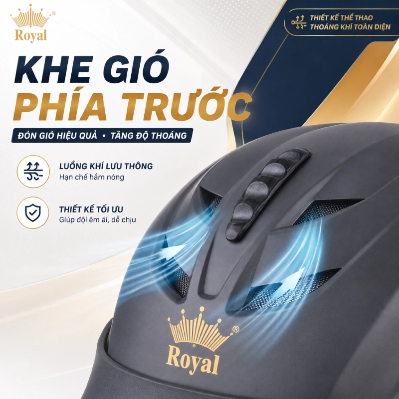 Hệ thống thông gió phía trước và phía trên 2 bên hồng mũ