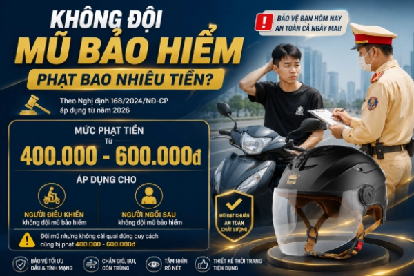 Không đội mũ bảo hiểm phạt bao nhiêu tiền