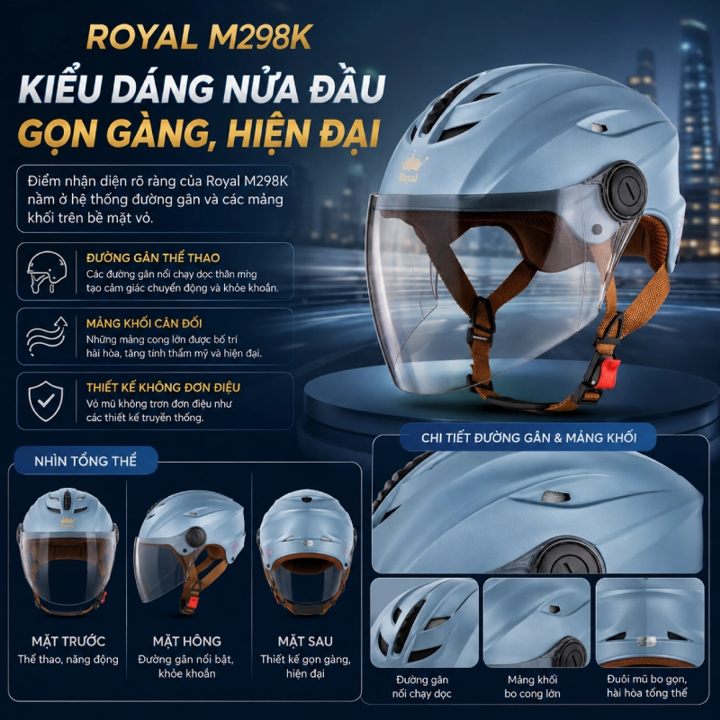 Kiểu dáng nửa đầu gọn gàng, hiện đại