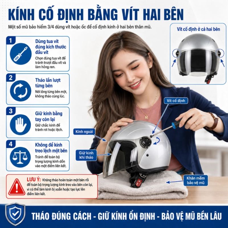 Kính cố định bằng vít hai bên