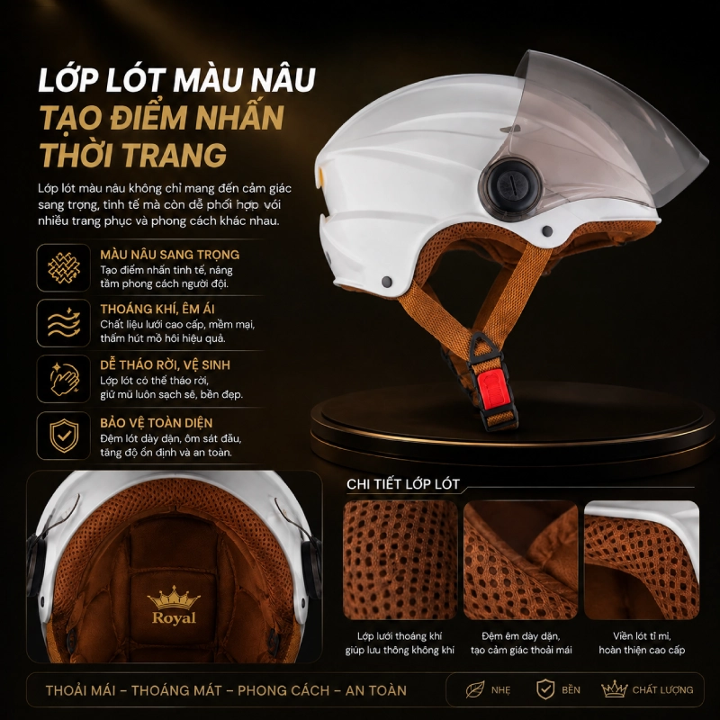 Lớp lót màu nâu tạo điểm nhấn thời trang