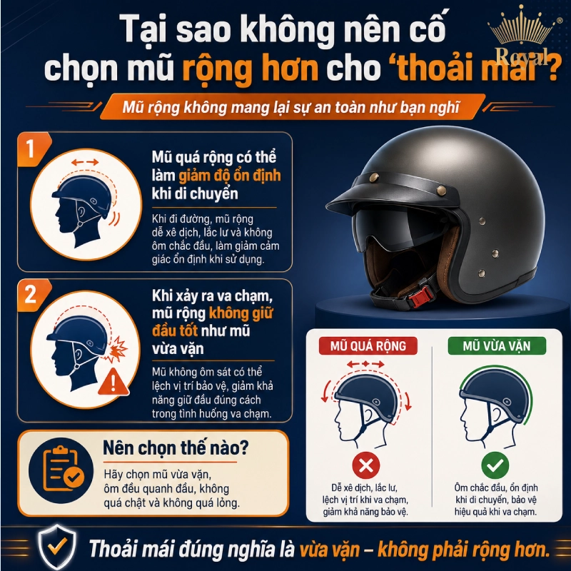 Tại sao không nên cố chọn mũ rộng hơn cho “thoải mái”?