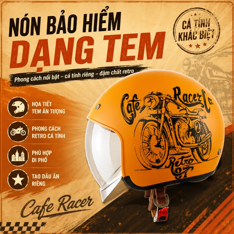 Nón bảo hiểm 3/4 dạng tem