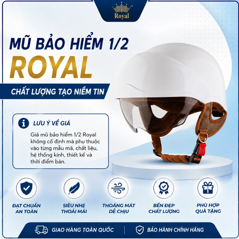 Mũ bảo hiểm 1/2 Royal giá bao nhiêu?