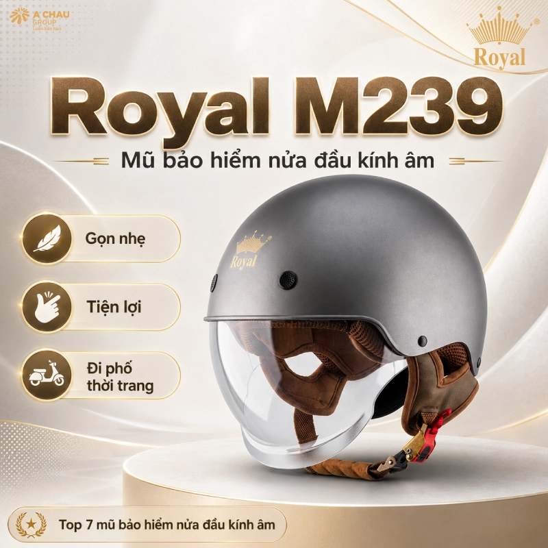 Mũ bảo hiểm 1/2 kính âm M239