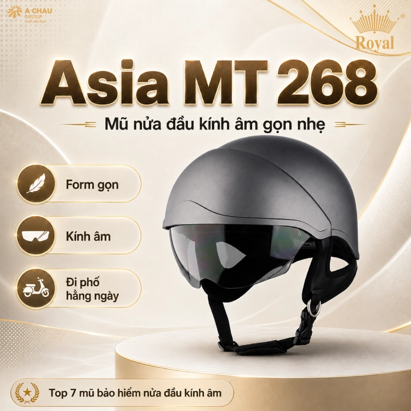 Mũ bảo hiểm 1/2 kính âm Asia MT-268