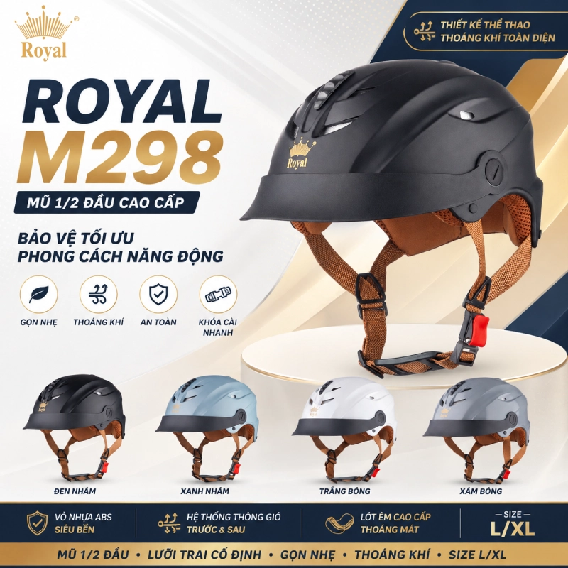 Royal M298 dòng mũ 1/2 gọn gàng