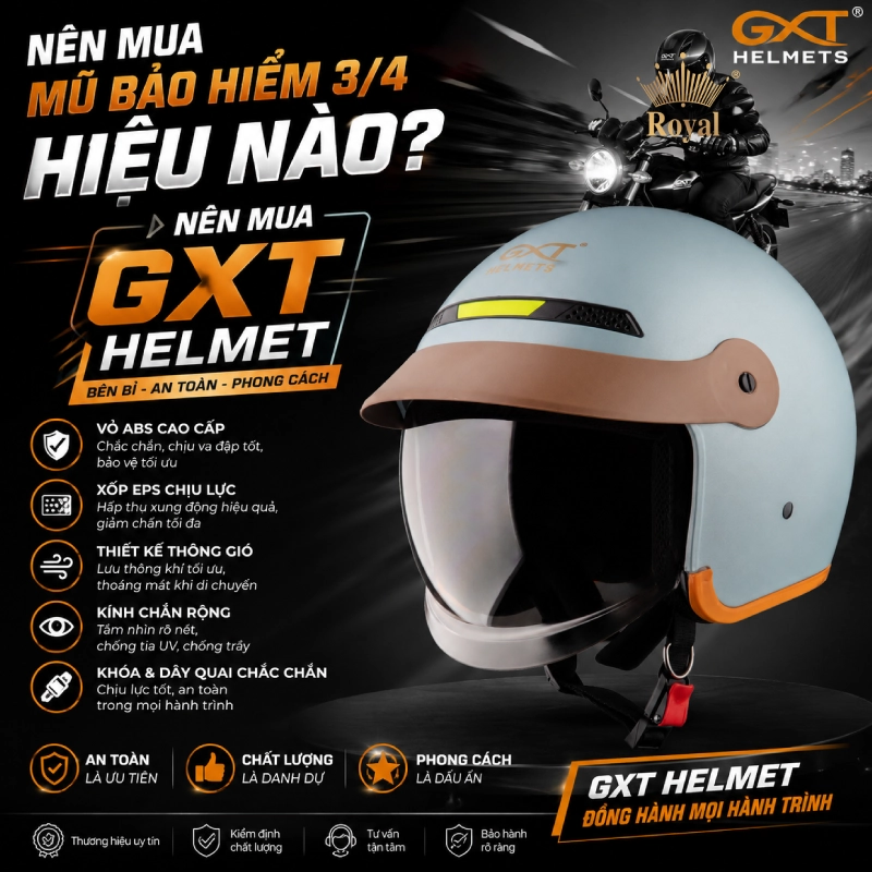 Nên mua nón 3/4 hiệu nào? Nên mua GXT Helmet