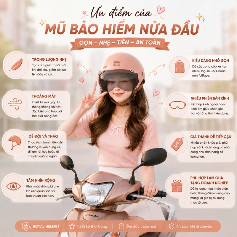 Ưu điểm của mũ bảo hiểm 1/2