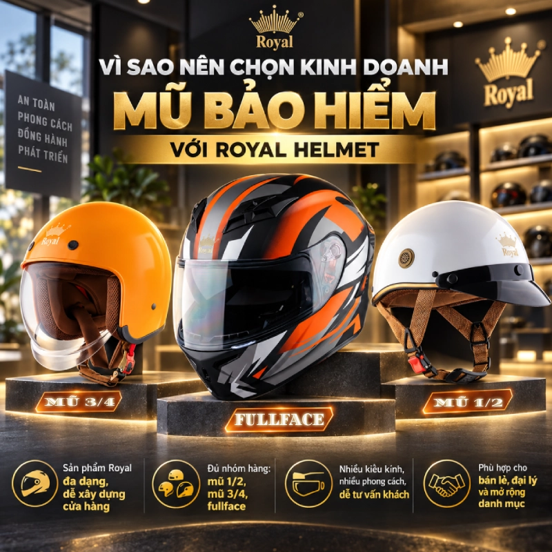 Vì sao nên chọn kinh doanh mũ bảo hiểm với Royal Helmet