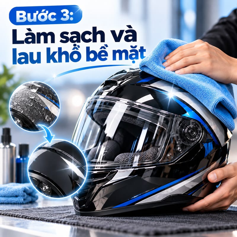Bước 3: Làm sạch và lau khô bề mặt