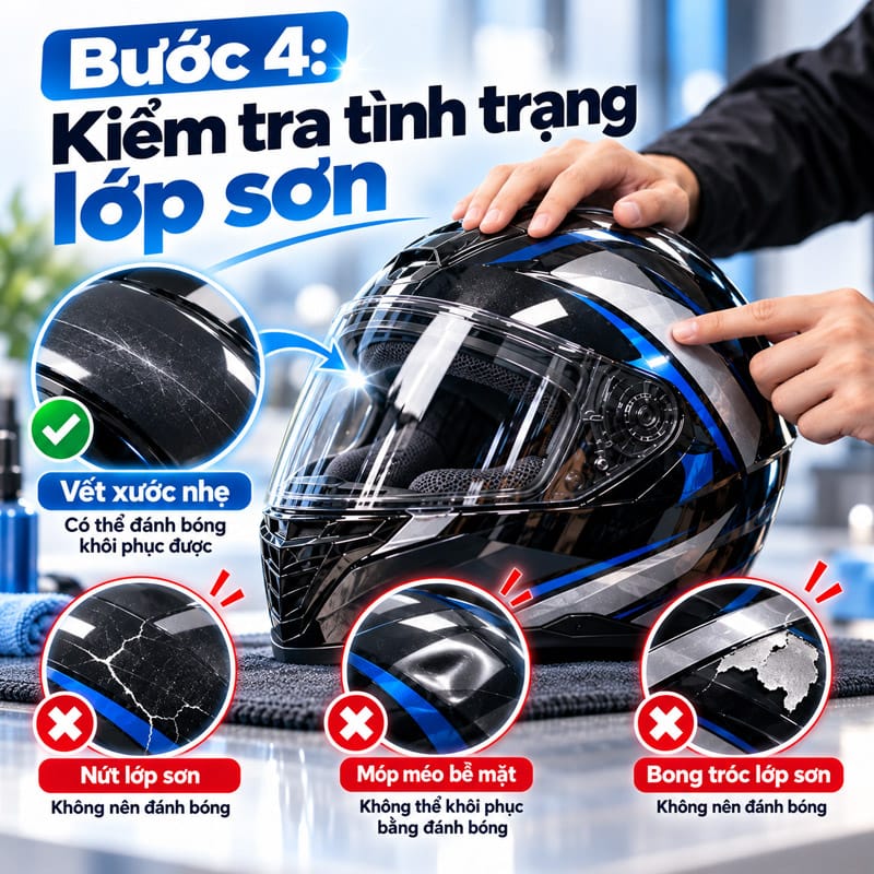 Bước 4: Kiểm tra tình trạng lớp sơn