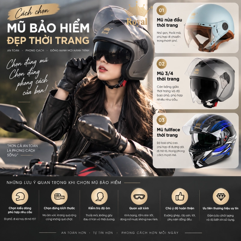 Cách chọn mũ bảo hiểm đẹp thời trang đẹp