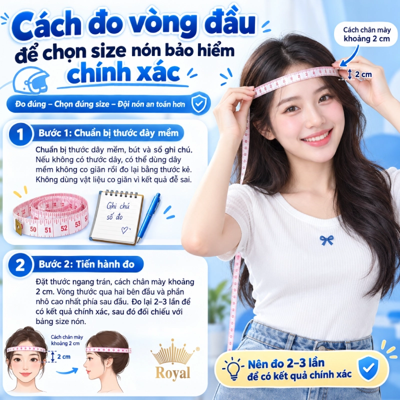 Cách đo vòng đầu để chọn size nón bảo hiểm chính xác