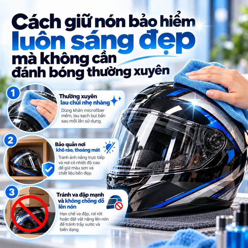 Cách giữ nón bảo hiểm luôn sáng đẹp mà không cần đánh bóng thường xuyên