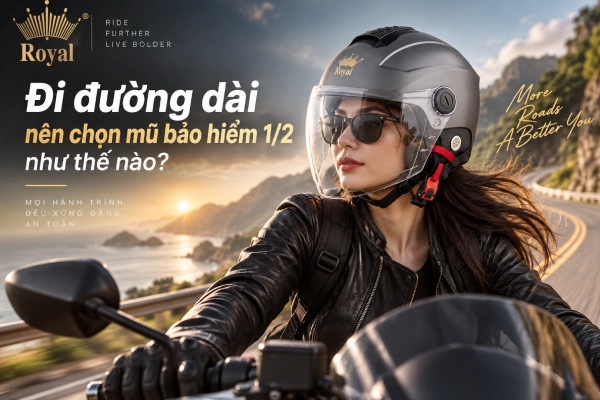 Đi đường dài nên chọn mũ bảo hiểm 1/2 như thế nào?
