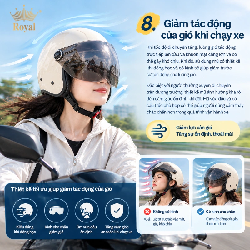 Giảm tác động của gió khi chạy xe