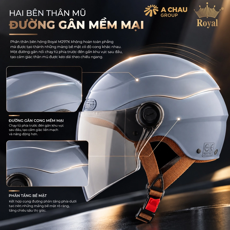 Hai bên thân mũ với đường gân mềm mại