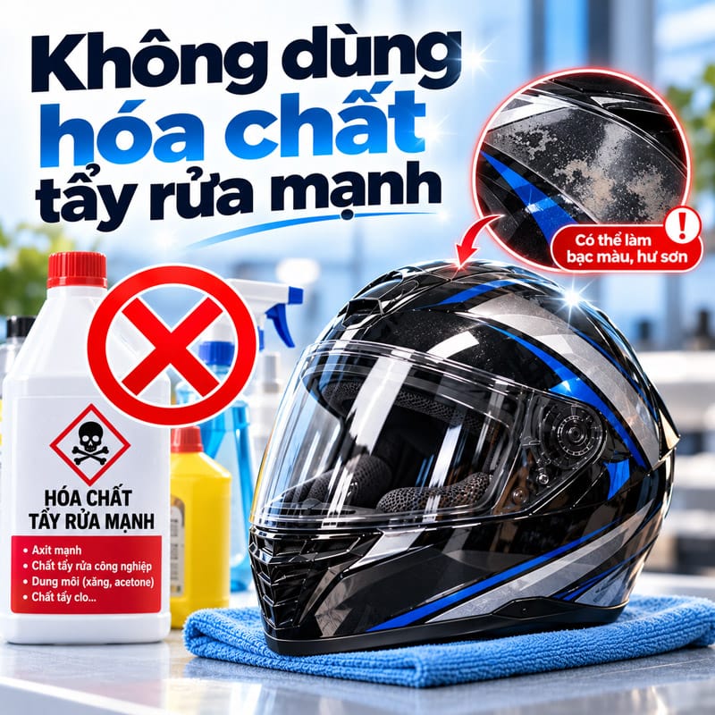 Không dùng hóa chất tẩy rửa mạnh