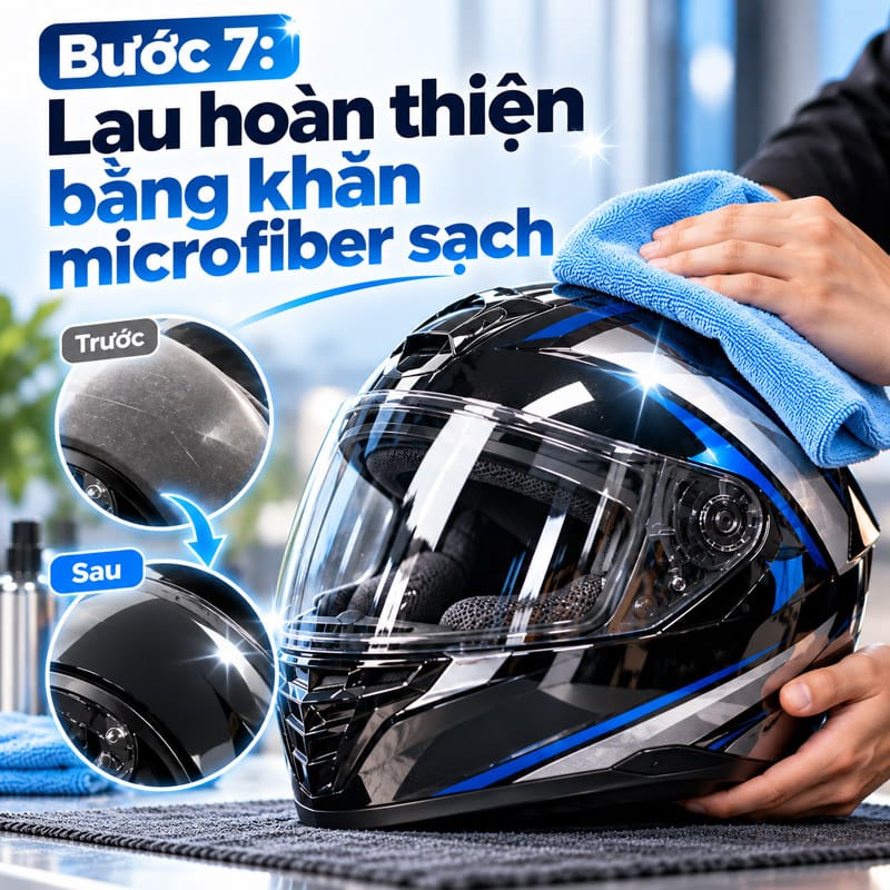 Bước 7: Lau hoàn thiện bằng khăn microfiber sạch