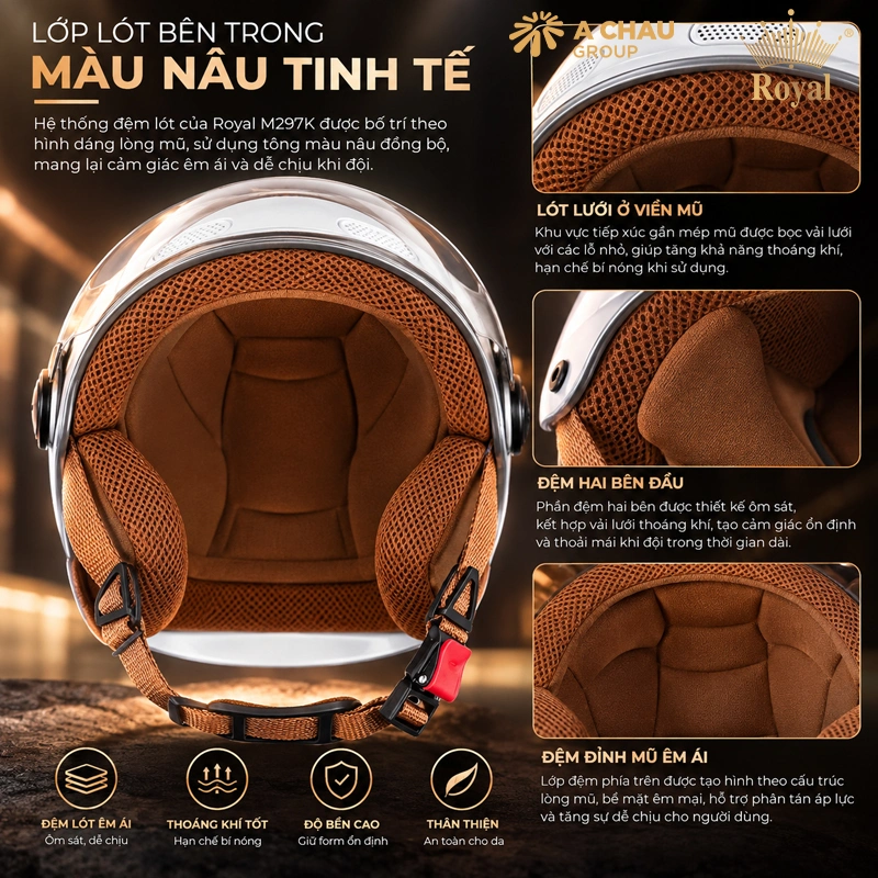 Lớp lót màu nâu bên trong Royal M297K
