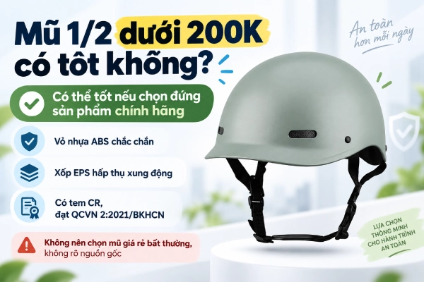 Mũ 1/2 dưới 200k có tốt không?
