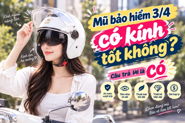 Mũ bảo hiểm 3/4 có kính tốt không?