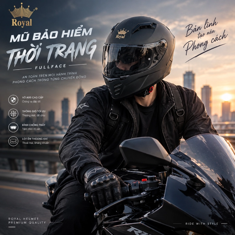 Mũ bảo hiểm thời trang fullface mạnh mẽ và thể thao