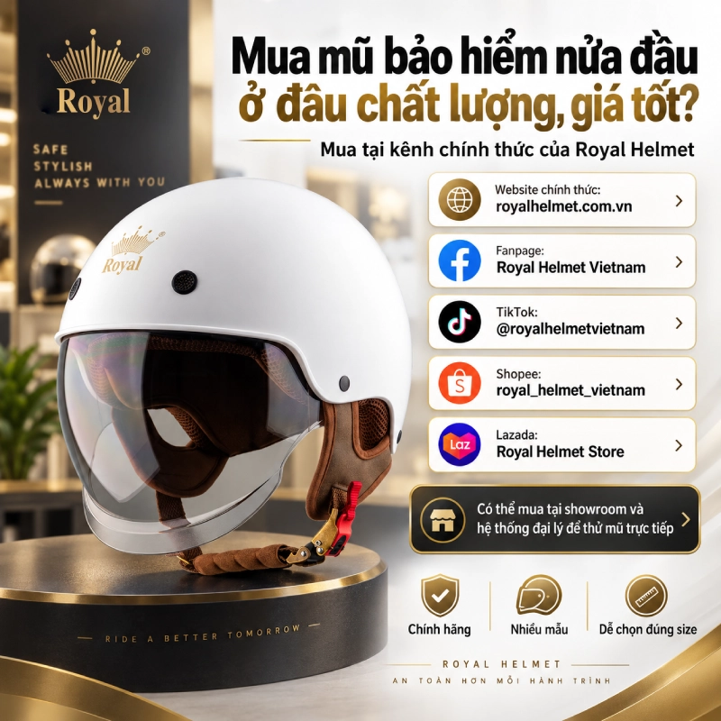 Mua mũ bảo hiểm nửa đầu ở đâu chất lượng, giá tốt?