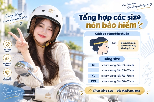 Tổng hợp các size nón bảo hiểm và cách đo vòng đầu chuẩn