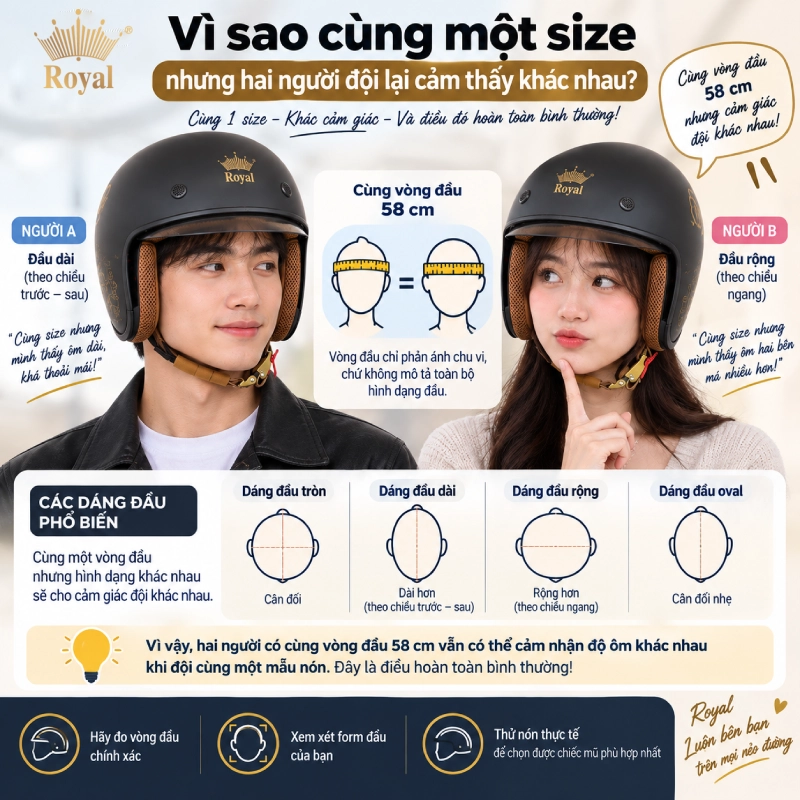 Vì sao cùng một size nhưng hai người đội lại cảm thấy khác nhau?