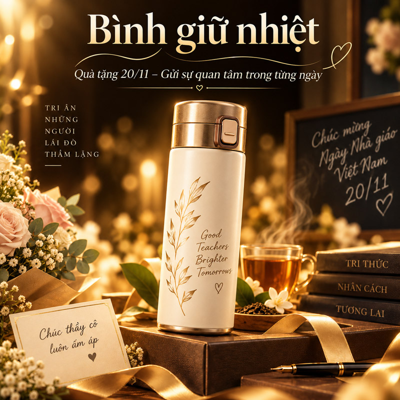 Quà tặng cô giáo 20/11 ý nghĩa thiết thực với bình giữ nhiệt