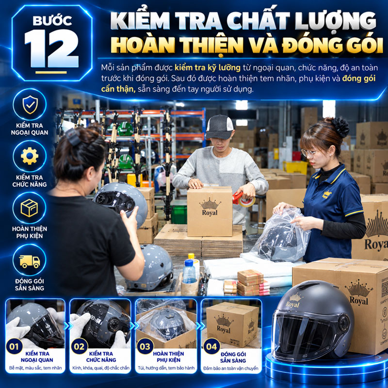 Bước 12: Kiểm tra chất lượng, hoàn thiện và đóng gói