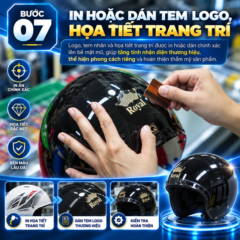 Bước 7: In hoặc dán tem logo, họa tiết trang trí