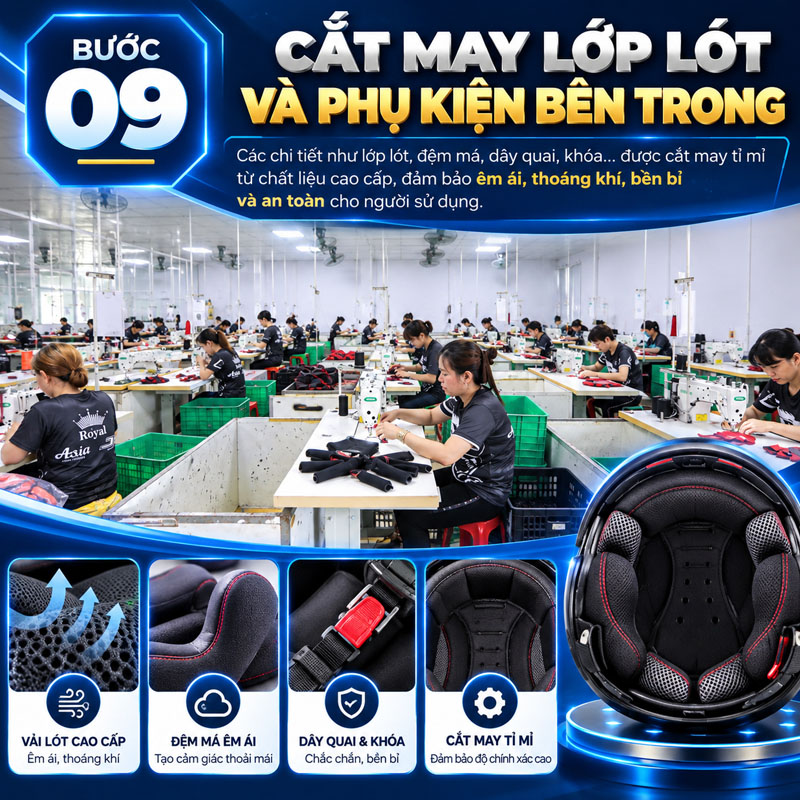 Bước 9: Cắt may lớp lót và phụ kiện bên trong