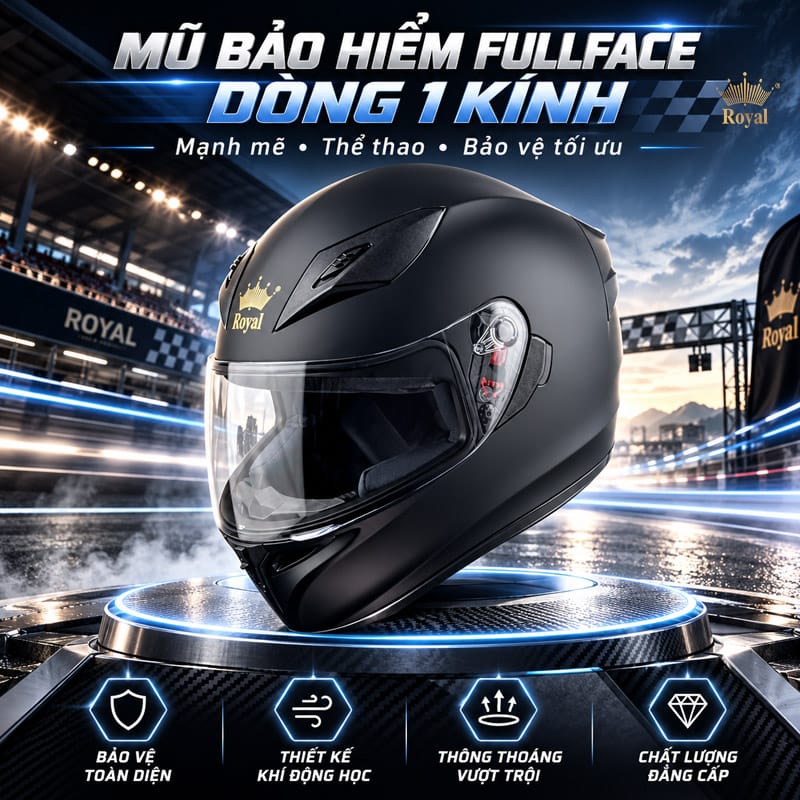 Các loại mũ bảo hiểm fullface có dòng 1 kính