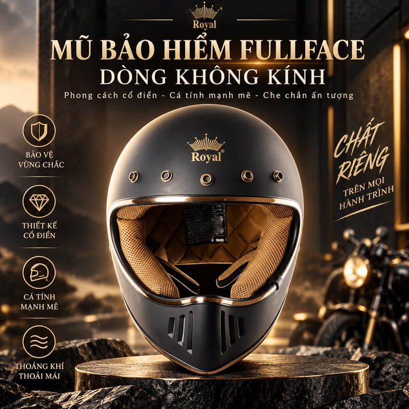 Các loại mũ bảo hiểm fullface có dòng không kính