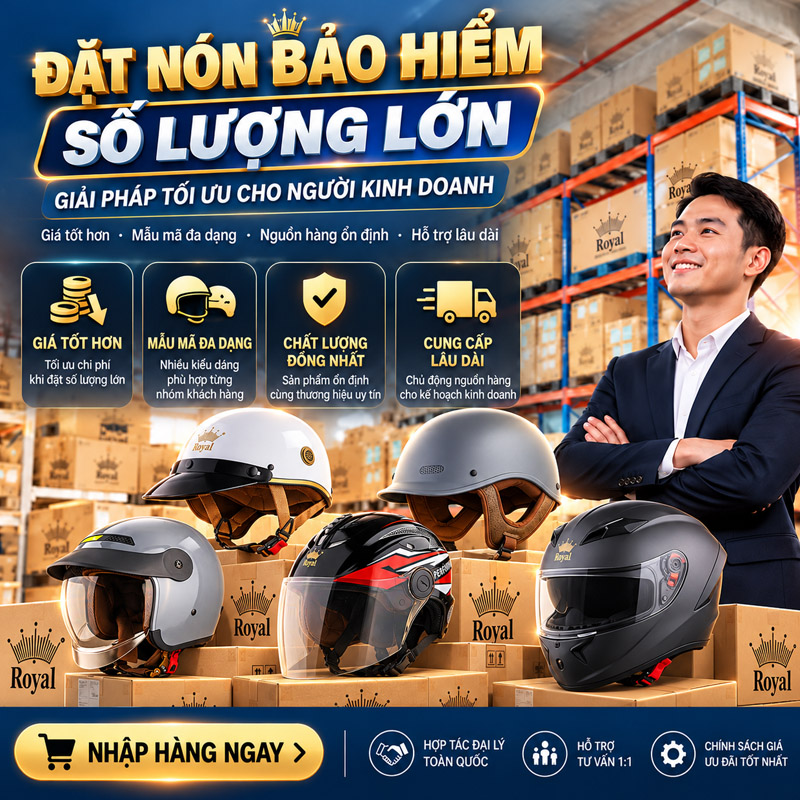 Đặt nón bảo hiểm số lượng lớn, giải pháp tối ưu cho người kinh doanh